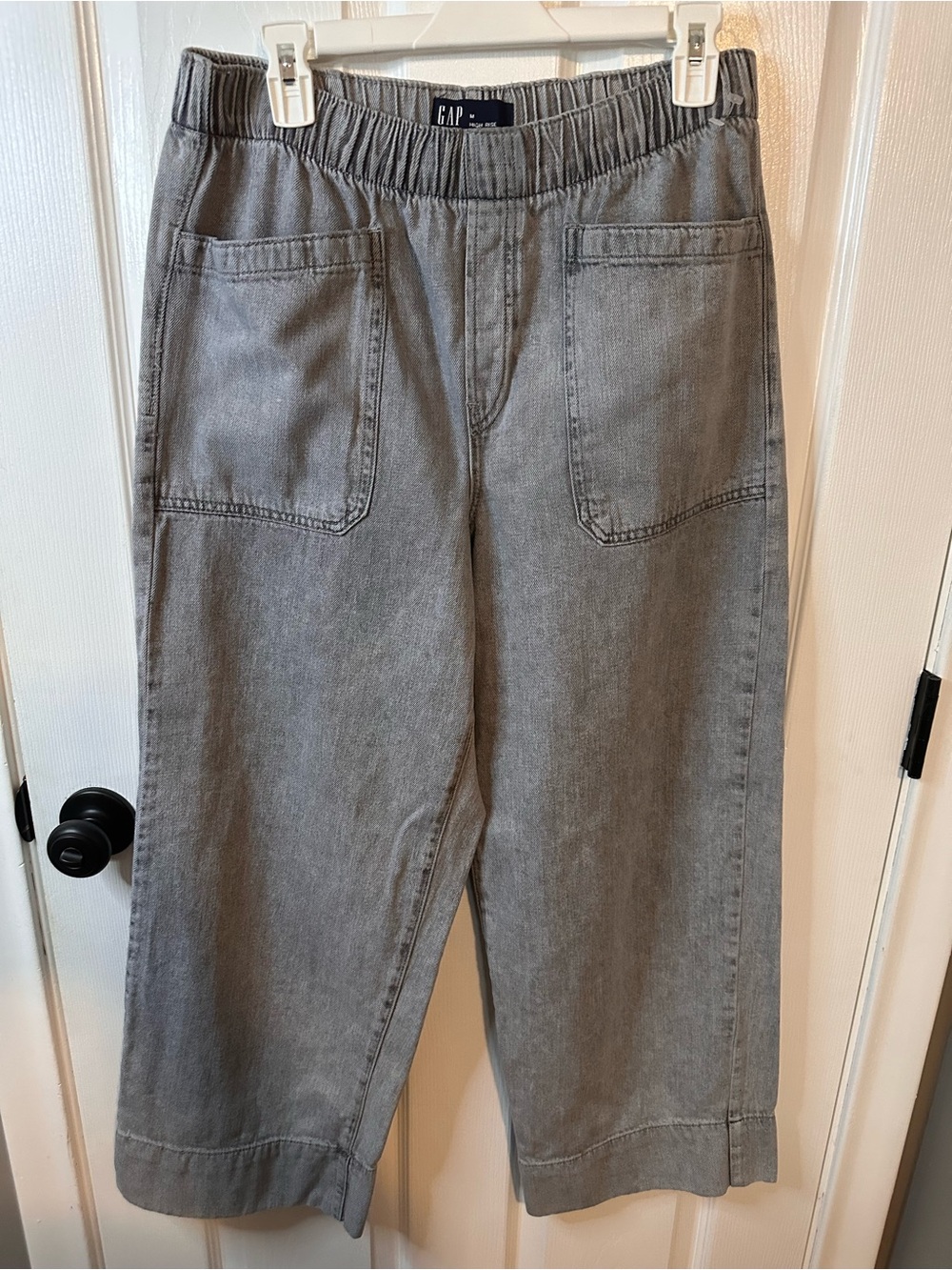 GAP High-Rise Wide-Leg Gray Denim Pants